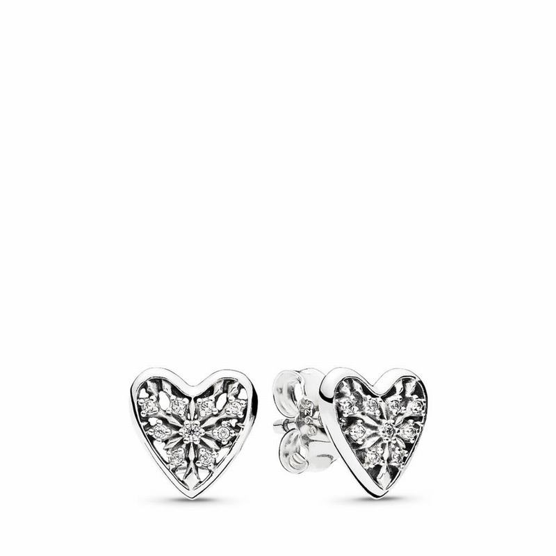 Pandora Hearts Of Winter Stud Earrings Ireland - Sterling Silver/Cubic Zirconia - 057196LKN